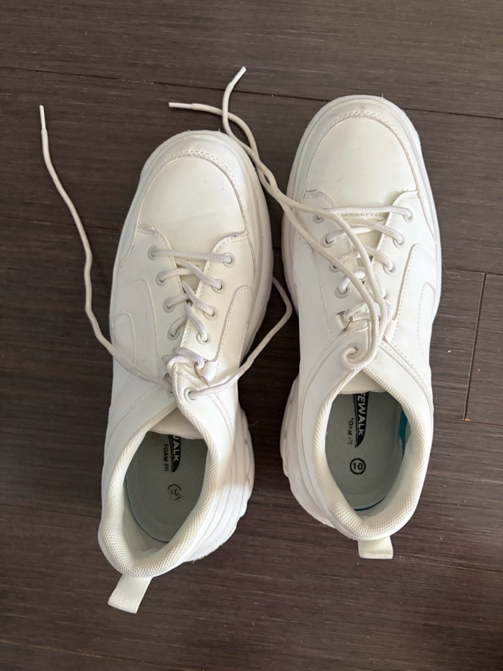 Women's White Lace-Up Chunky Sneakers - Picture 2 of 3